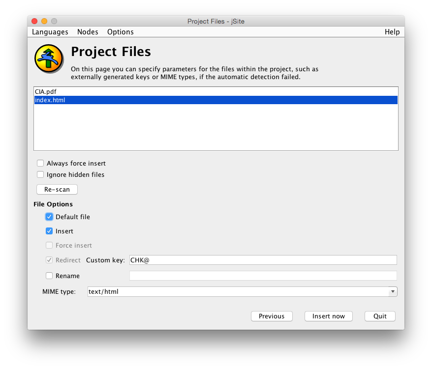 jSite Project files with files Screenshot
